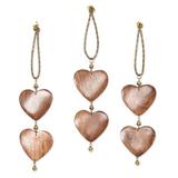 Wood ornaments, 'Cheerful Hearts' (set of 3)