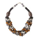 Deka,'Beaded Torsade Necklace Handcrafted with Recycled Glass'