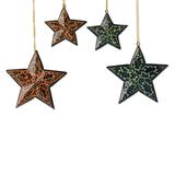 Wood Christmas ornaments, 'Starry Night' (set of 4)