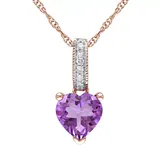 "Stella Grace Amethyst and Diamond Accent 10k Rose Gold Heart Pendant Necklace, Women's, Size: 17"", Purple"