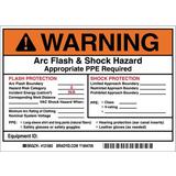 BRADY 121083 Vinyl Arc Flash & Shock Protection Label, 5"H X 7" W,PK5