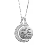 Love You To The Moon and Back Cubic Zirconia Sterling Silver Moon Pendant Necklace, Women's, White