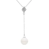 "Freshwater Cultured Pearl and Diamond Accent Sterling Silver Y Necklace, Women's, Size: 18"", White"