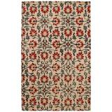 Capel Rugs Rosana Floral Hand Knotted Wool Beige/Red Area Rug Wool in Brown/Red, Size 96.0 W x 0.38 D in | Wayfair 3281RS08001000540
