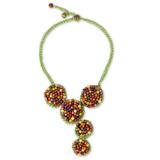 Multi-gem beaded necklace, 'Green Jazz Combo'