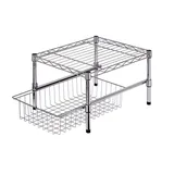 Honey-Can-Do Adjustable Roll-Out Cabinet Organizer, Silver, SHELF
