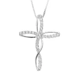 "Timeless Sterling Silver Cubic Zirconia Twist Cross Pendant Necklace, Women's, Size: 18"", Multicolor"