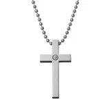"Diamond Accent Titanium Cross Pendant Necklace - Men, Men's, Size: 24"", White"