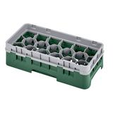 Cambro 17HS318119 Half Size Sherwood Green Camrack Glass Rack - 17 Compartments - 1 Gray Extender