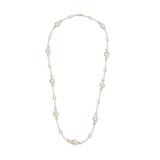 Cultured pearl with gold accents strand necklace, 'Starry Clouds'