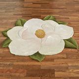 Carreen Magnolia Flower Shaped Rug Light Cream, 5' Round, Light Cream