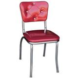 Richardson Seating Retro Home Tufted Parsons Chair in Chrome Faux Leather/Upholste in Red, Size 31.5 H x 15.5 W x 19.5 D in | Wayfair 4140ZBU