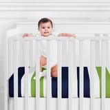 Sweet Jojo Designs Stripe Fitted Crib Sheet Polyester in Blue/Gray/White, Size 8.0 H x 28.0 W x 52.0 D in | Wayfair CribSheet-Stripe-BU-GR-STP