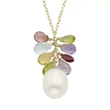 "14k Gold Freshwater Cultured Pearl & Gemstone Cluster Pendant Necklace, Women's, Size: 17"", Multicolor"