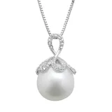 "PearLustre by Imperial Freshwater Cultured Pearl & White Topaz Sterling Silver Pendant Necklace, Women's, Size: 18"""