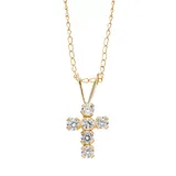 Charming Girl 14k Gold Cross Pendant Necklace - Kids, Girl's, Size: 15, Yellow