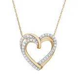 "1/4 Carat T.W. Diamond 10k Gold Double Heart Pendant Necklace, Women's, Size: 18"", White"