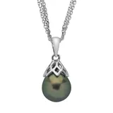 "PearLustre by Imperial Tahitian Cultured Pearl Sterling Silver Multistrand Pendant, Women's, Size: 18"", Black"