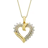 1/10 Carat T.W. Diamond 14k Gold Over Sterling Silver Heart Pendant Necklace, Women's, White