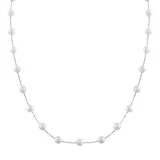 "PearLustre by Imperial 10k White Gold Freshwater Cultured Pearl Station Necklace, Women's, Size: 17"""