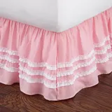 Ruffled Stripe Bed Skirt, Pink, Queen