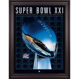 1987 Giants vs Broncos Framed 36" x 48" Canvas Super Bowl XXI Program