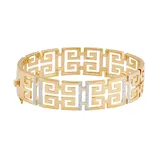 "18k Gold Over Silver Greek Key Bangle Bracelet, Women's, Size: 7.5"", Yellow"