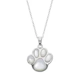 "Mother-of-Pearl Sterling Silver Paw Print Pendant Necklace, Women's, Size: 18"", White"