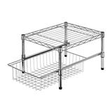 Honey Can Do Under Cabinet Shelving Rack Metal in Gray, Size 10.24 H x 17.72 W x 11.0 D in | Wayfair SHF-09254