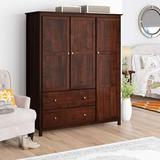 Grain Wood Furniture Shaker Wardrobe Armoire Wood in Brown/Green, Size 72.0 H x 59.5 W x 21.5 D in | Wayfair SH0901