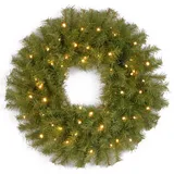 24-in. Pre-Lit LED Norwood Fir Artificial Wreath, Green