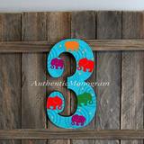 aMonogram Art Unlimited Elephant Monogram Letter Number Wall Hanging Wood in Blue, Size 17.0 H x 5.0 W x 0.25 D in | Wayfair 91513E-17