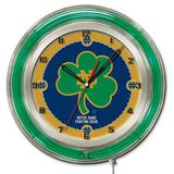Notre Dame Fighting Irish 19" Shamrock Neon Wall Clock