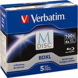Verbatim M DISC BDXL 100GB 4x Blu-ray Discs Jewel Case, 5-Pack 98913