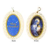 Northlight Seasonal Ivory & Blue Jesus w/ Holy Mary Christmas Ornaments 3.75" Ceramic/Porcelain, Size 4.5 H x 4.5 W x 4.5 D in | Wayfair
