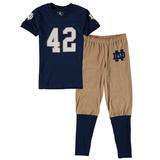Preschool Wes & Willy Navy Notre Dame Fighting Irish Football Player V-Neck T-Shirt and Pants Sleep Set