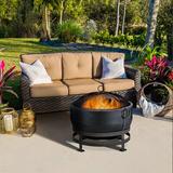 Joy by Endless Summer, Oil Rubbed Bronze Wood Burning Outdoor Firebowl w/ Kettle Design Steel in Brown/Gray, Size 25.2 H x 24.8 W x 26.0 D in