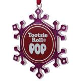 Northlight Seasonal Snowflake Tootsie Roll Pop Candy Logo Christmas Ornament w/ European Crystal Metal in Pink, Size 6.5 H x 3.5 W x 3.5 D in