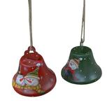Attraction Design Home 2 Piece Santa & Snowman Medium Jingle Bell Christmas Holiday Shaped Ornament Set Metal in Green/Red | Wayfair HM1134