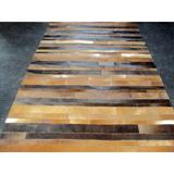 Modern Rugs Patchwork Striped Leather Area Rug Leather in Brown, Size 108.0 H x 72.0 W x 0.5 D in | Wayfair patchw5-114-69