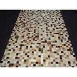 Modern Rugs Patchwork Geometric Handwoven Tufted Leather Area Rug Leather in Brown, Size 108.0 H x 72.0 W x 0.5 D in | Wayfair patchw5-89-69