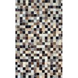 Modern Rugs Patchwork Geometric Handmade Tufted Leather Brown/Beige/Black Area Rug Leather in Black/Brown/White, Size 108.0 H x 72.0 W x 0.5 D in