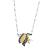 "Sterling Silver Lab-Created Blue & Yellow Sapphire Fish Necklace, Women's, Size: 18"", Multicolor"