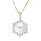 "PearLustre by Imperial 14k Gold Over Silver Freshwater Cultured Pearl Pendant, Women's, Size: 18"", White"