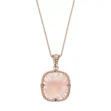 "Lavish by TJM 18k Rose Gold Over Silver Rose Quartz Pendant, Women's, Size: 18"", Pink"