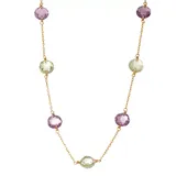"14k Gold Amethyst & Green Quartz Station Necklace, Women's, Size: 18"", Multicolor"
