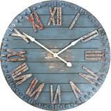 Zentique Oversized Wooden 36" Wall Clock Wood in Blue/Brown/White, Size 36.0 H x 36.0 W x 3.0 D in | Wayfair PC014