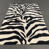 Black/White Area Rug - Herat Oriental Hand Tufted Wool Area Rug Wool in Black/White, Size 60.0 W x 0.5 D in | Wayfair WF-TM608-4