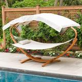 Leisure Season PVC-coated polyester Hammock w/ Stand Polyester in Brown/Gray, Size 77.0 H x 139.0 W x 46.0 D in | Wayfair HSWC115