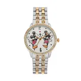 Disney's Mickey & Minnie Mouse Women's Crystal Two Tone Watch, Multicolor